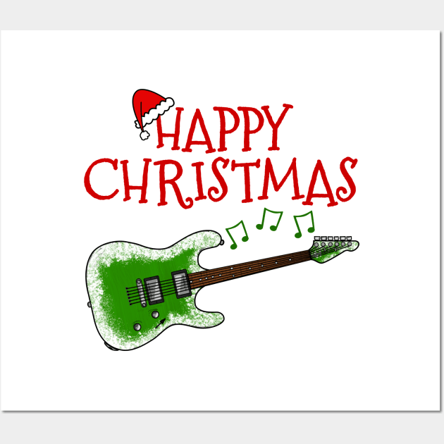 Christmas Electric Guitar Teacher Guitarist Xmas 2022 Wall Art by doodlerob